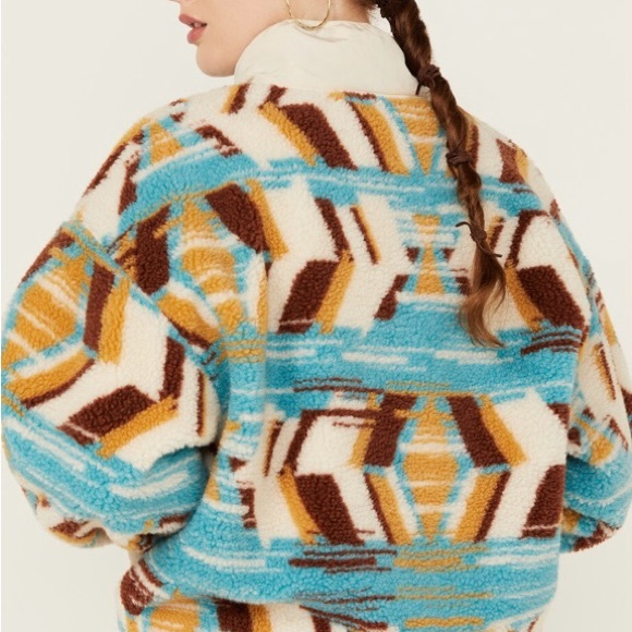 Rock & Roll PANHANDLE WOMEN'S ABSTRACT PRINT SHERPA SWEATER JACKET - Picture 3 of 6